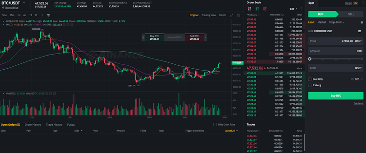 Binance Advanced trading view