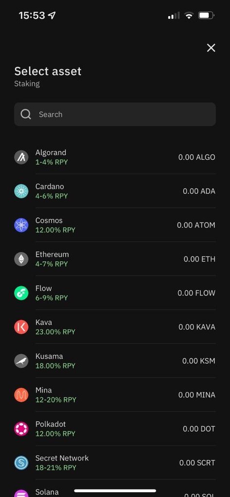 Staking on the Kraken Pro mobile app