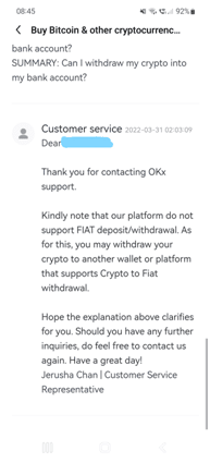 OKX customer support