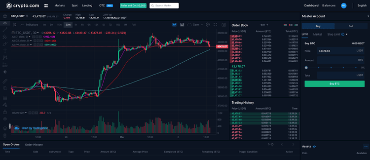 Crypto.com Exchange platform