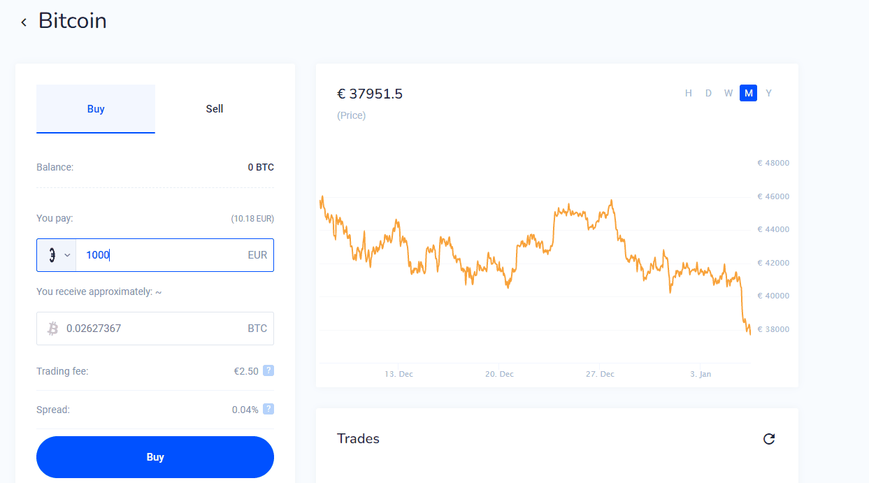 Bitvavo main trading interface